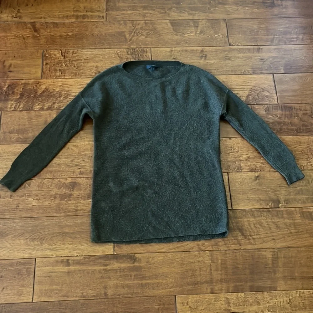J Crew Wool Blend Ribbed Oversize Boat Neck Sweater
